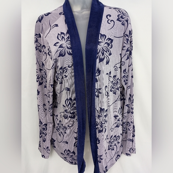 SLINKY Western Coatigan Boho Burnout Preppy, Purple Cardigan Floral L - Picture 1 of 5